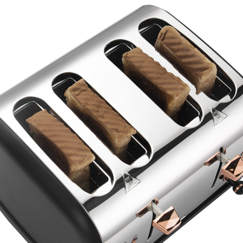 MegaChef 4 Slice Wide Slot Toaster with Variable Browning in Black and Rose Gold image number 2