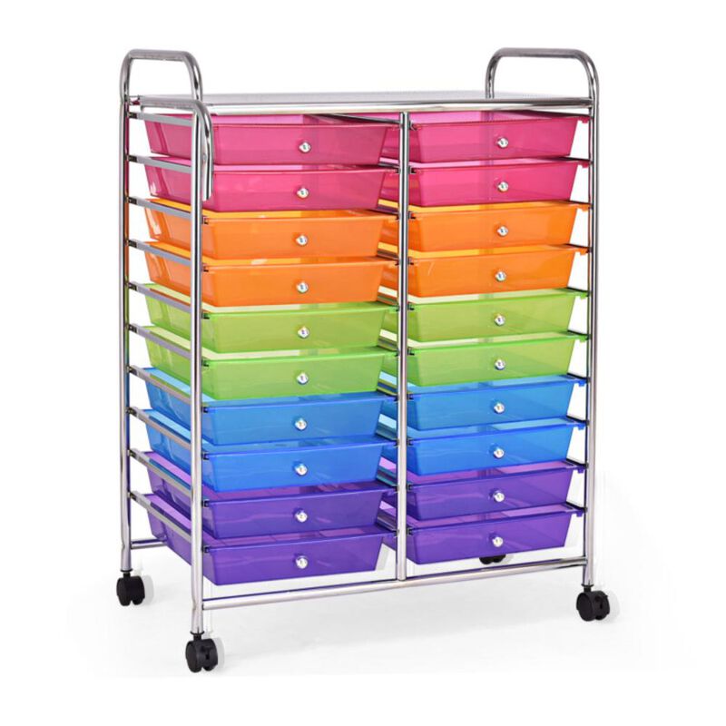Hivvago 20 Drawers Rolling Storage Cart Studio Organizer