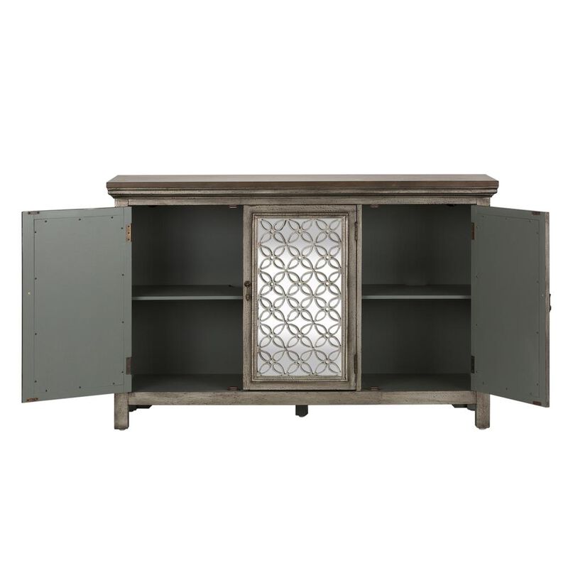Liberty Furniture Westridge 3 Door Accent Cabinet in Wirebrushed Gray image number 4
