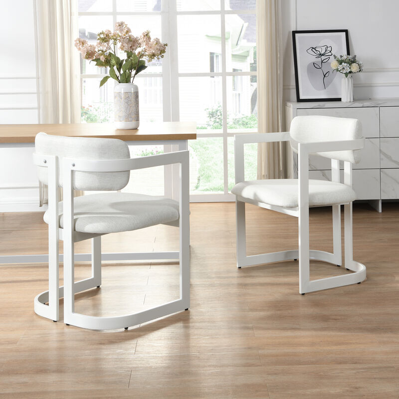 Merax Set of 2 Fabric Dining Chairs with Iron Frame image number 1