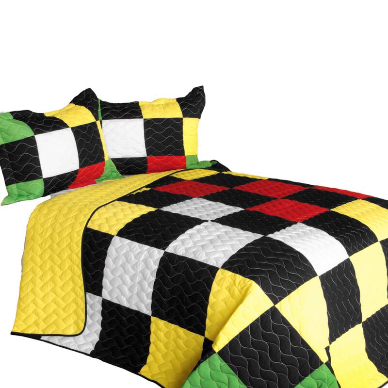 Vermicelli Quilted Patchwork Bedding Set Queen Size Forever Decorative Design image number 1