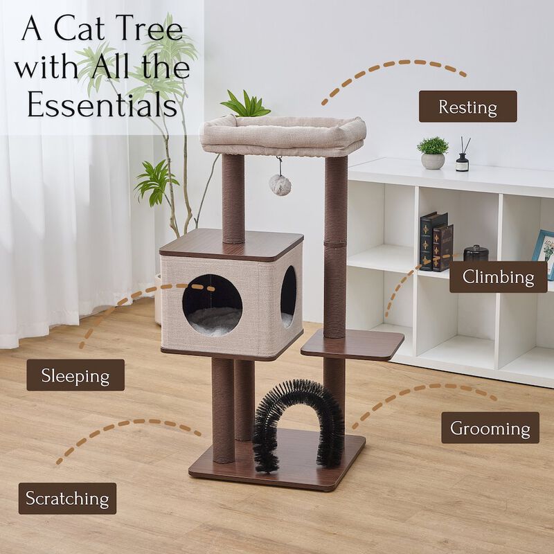 Petpals Elevate 2.0 Cat Tree, Brown & Grey