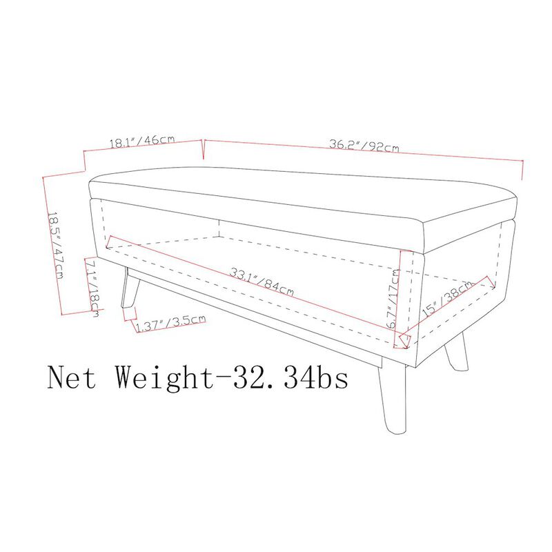 Simpli Home Rectangular Storage Ottoman In Distressed Chestnut Brown Vegan Faux Leather