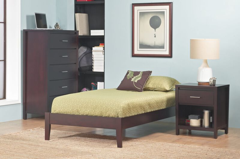 Nevis Twin Size Simple Platform Bed in Espresso