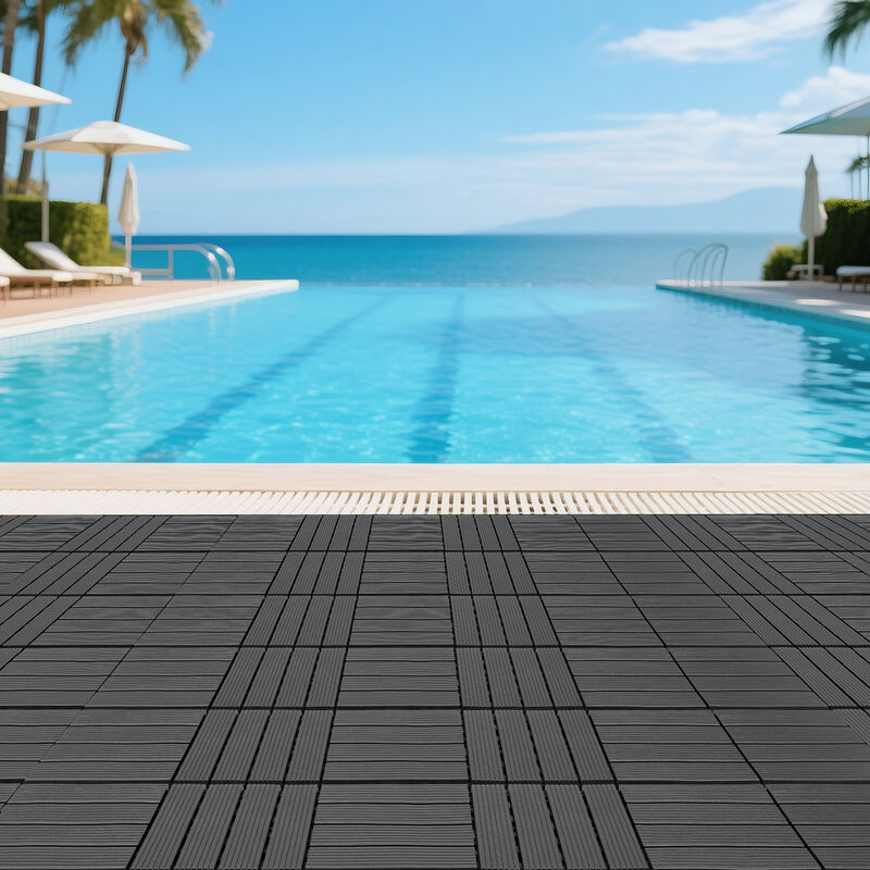 44 Pcs Interlocking Deck Tiles, Plastic Patio Flooring Outdoor Waterproof, All Weather Use for Balcony Porch Backyard Poolside image number 5