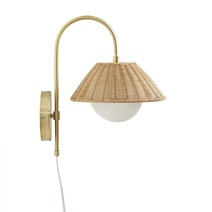 Gracie Mills Kash Serenity Rattan Weave Wall Sconce