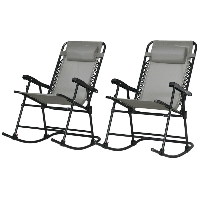 2pc Outdoor Patio Folding Rocking Chair Set Garden Rocker Chaise Lounge Mesh