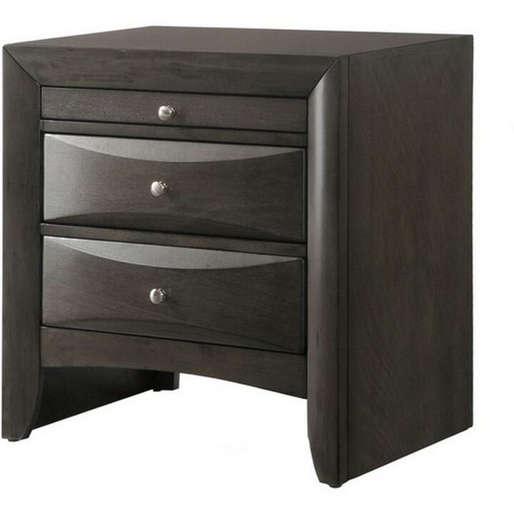 Wooden Nightstand with Two Drawers and Pull Out Tray, Brown-Benzara