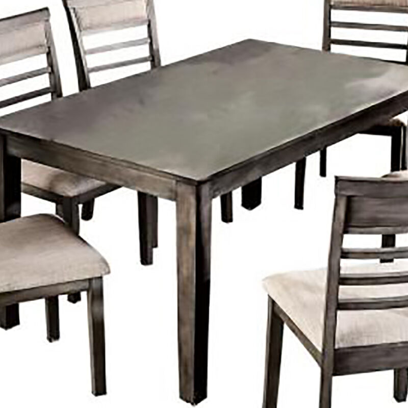 Taylah Transitional Style Seven Piece Gray Dining Set - Benzara