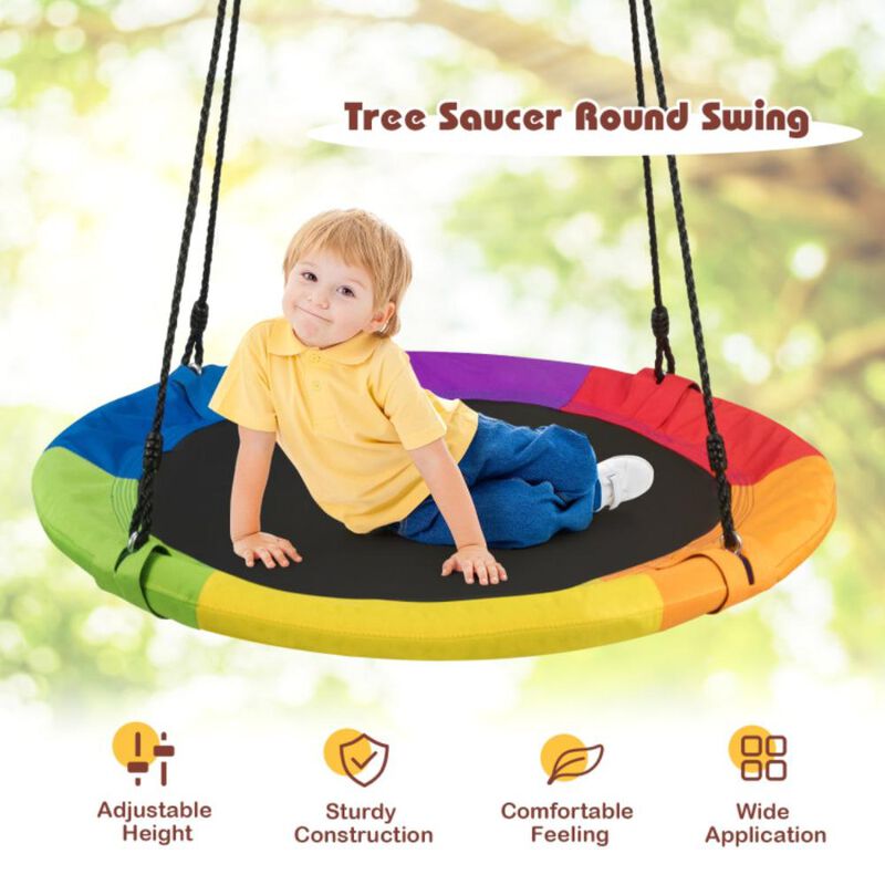 Hivvago 40-Inch Flying Saucer Tree Swing Outdoor Play Set with Easy Installation Process for Kids