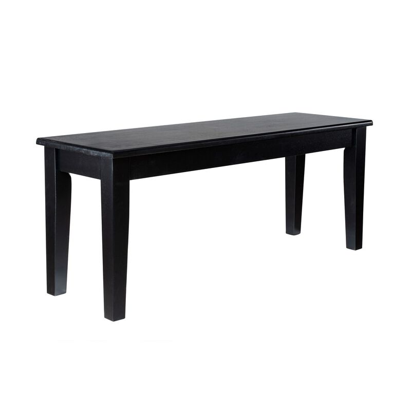 Nova Dining Bench, Shaker Style, High Gloss Black Rubberwood, 44 Inch  - Benzara image number 0
