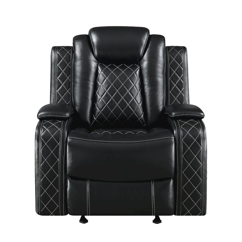New Classic Furniture Orion II Faux Leather Glider Recliner, Black
