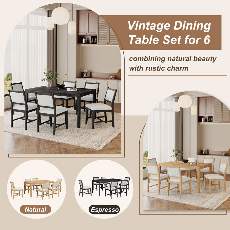Merax 7-Piece Retro Dining Table Set for 6