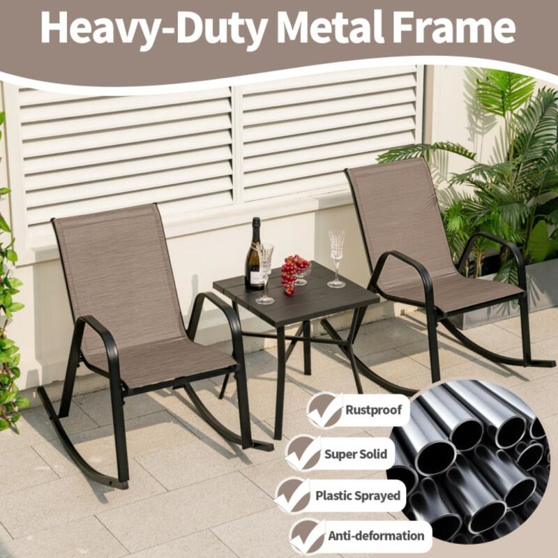 Hivvago Set of 2 Metal Patio Rocking Chair with Breathable Seat Fabric