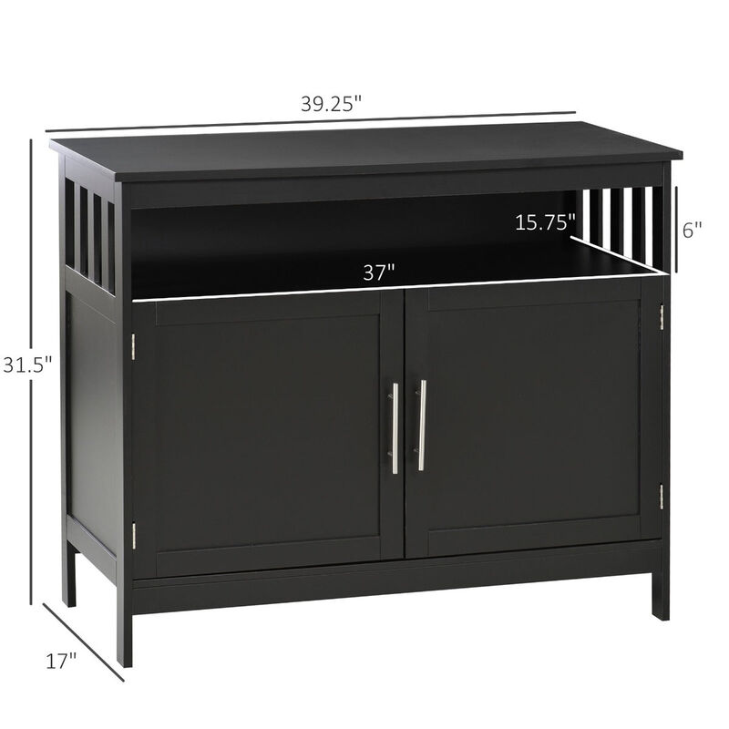 Black Vintage Sideboard: Buffet with Magnet Doors and Adjustable Shelves
