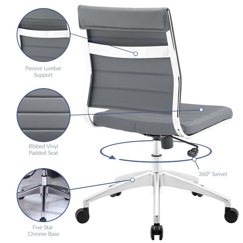 Modway Furniture - Jive Armless Mid Back Office Chair Gray image number 8