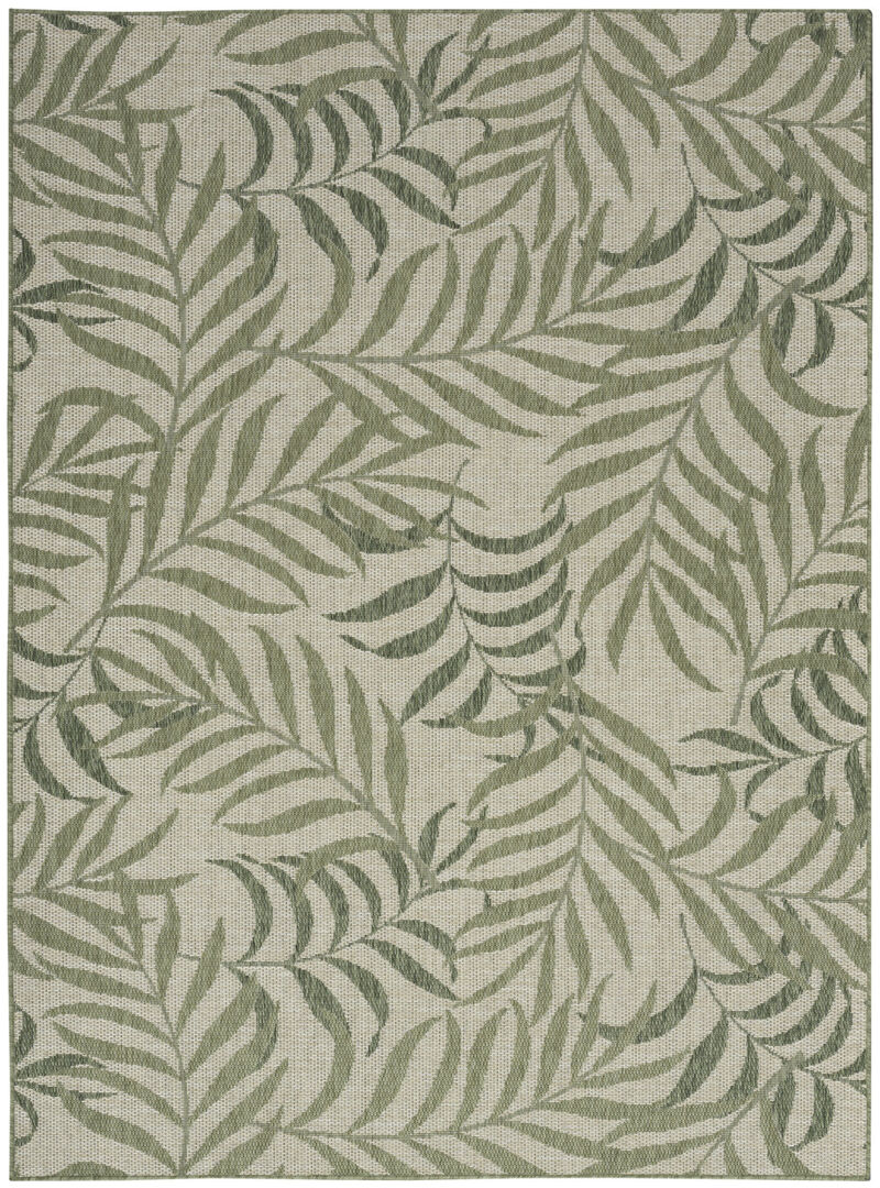 HomeRoots 6' X 9' Ivory And Green Palm Leaf Indoor Outdoor Area Rug image number 0