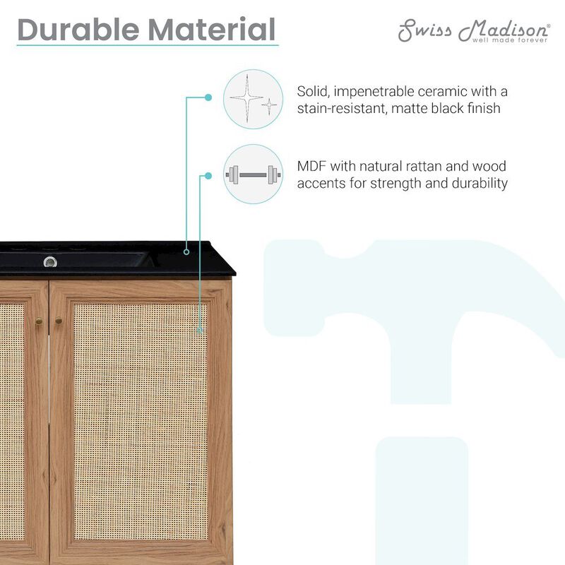 30" Freestanding Bathroom Vanity with 3-Hole Widespread Sink Top image number 2