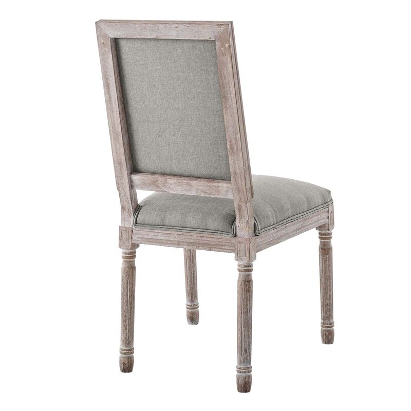 Modway Court French Vintage Upholstered Fabric Dining Chair in Light Gray