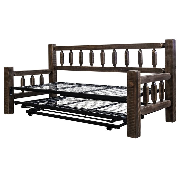 Homestead Collection Day Bed w/ Pop Up Trundle Bed, Stain & Clear Lacquer Finish