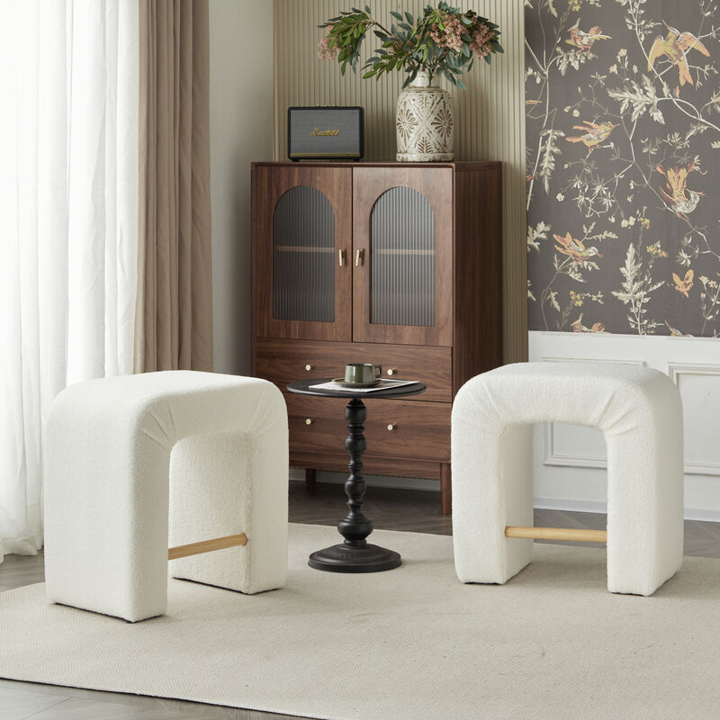 Merax Boucle Stool 2 Pieces Dining Chairs