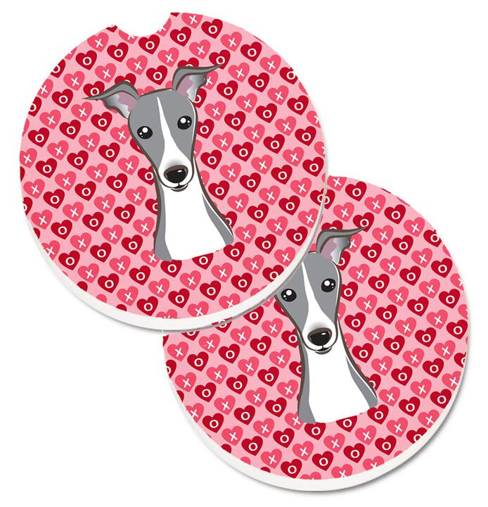 Caroline's Treasures Italian Greyhound Hearts Set of 2 Cup Holder Car Coasters, 2.56, Multicolor