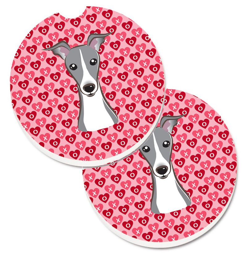 Caroline's Treasures Italian Greyhound Hearts Set of 2 Cup Holder Car Coasters, 2.56, Multicolor