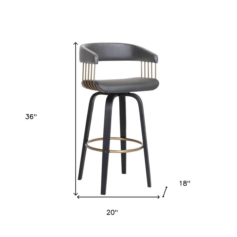 HomeRoots Faux Leather Counter Stool with Armrests and Bucket Seat image number 6