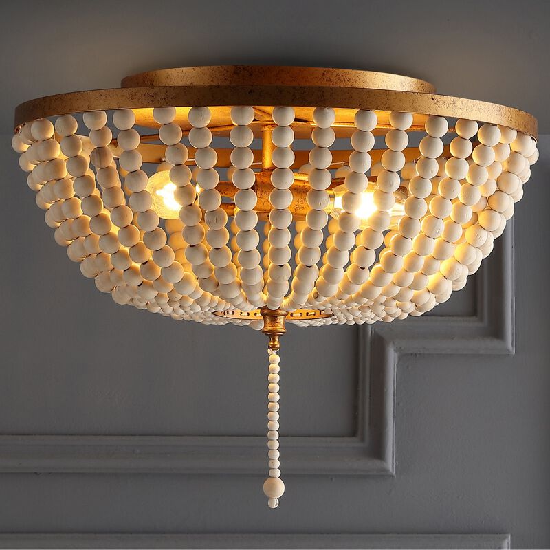 Allison Wood Beaded/Metal LED Flush Mount