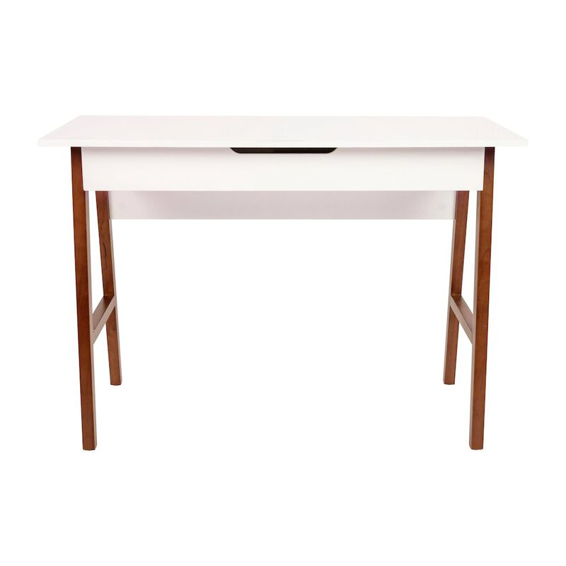Flash Furniture Table Desk for Writing and Work, White/Walnut image number 5