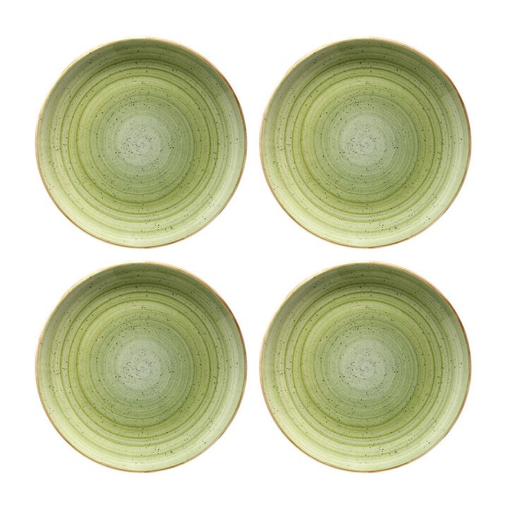 Therapy dia.10.5" Round Green Porcelain Plate (Set of 4)