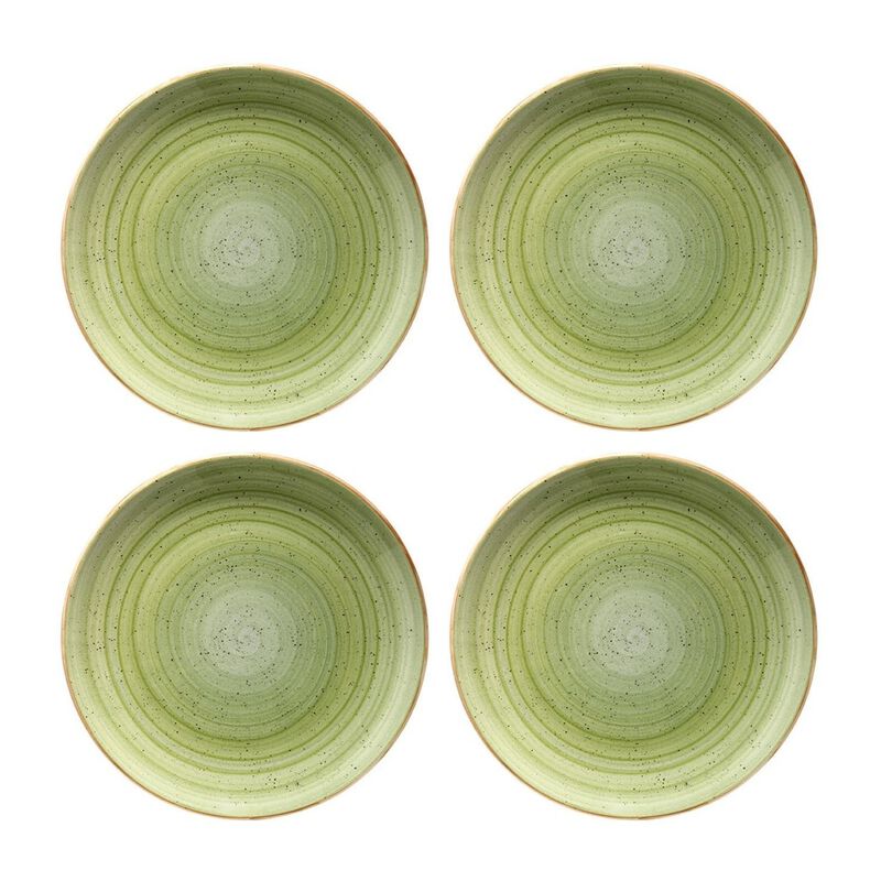 Therapy dia.10.5" Round Green Porcelain Plate (Set of 4)