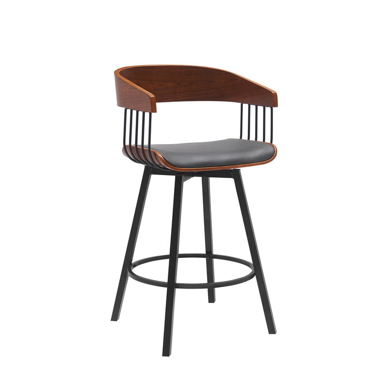 HomeRoots Faux Leather and Metal Counter Stool with Full Back and Armrests image number 2