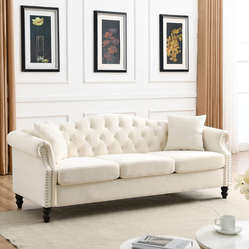 Cumvil Chesterfield  Velvet Sofa image number 2