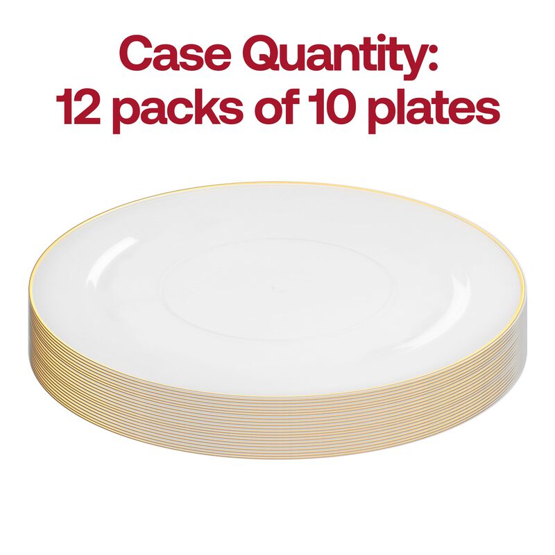 7.5" Clear with Gold Rim Organic Round Plastic Salad Plates (120 Plates) image number 3