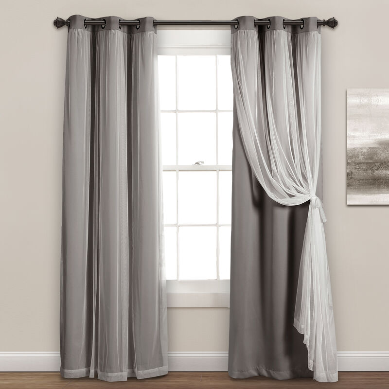 Lush Décor Grommet Sheer Panels With Insulated Blackout Lining image number 1