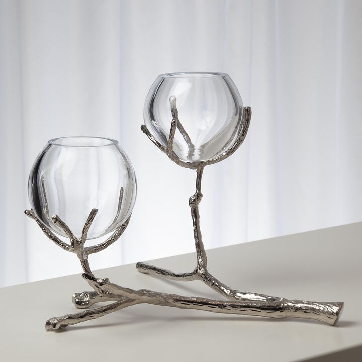 Twig 2 Vase Holder- Silver