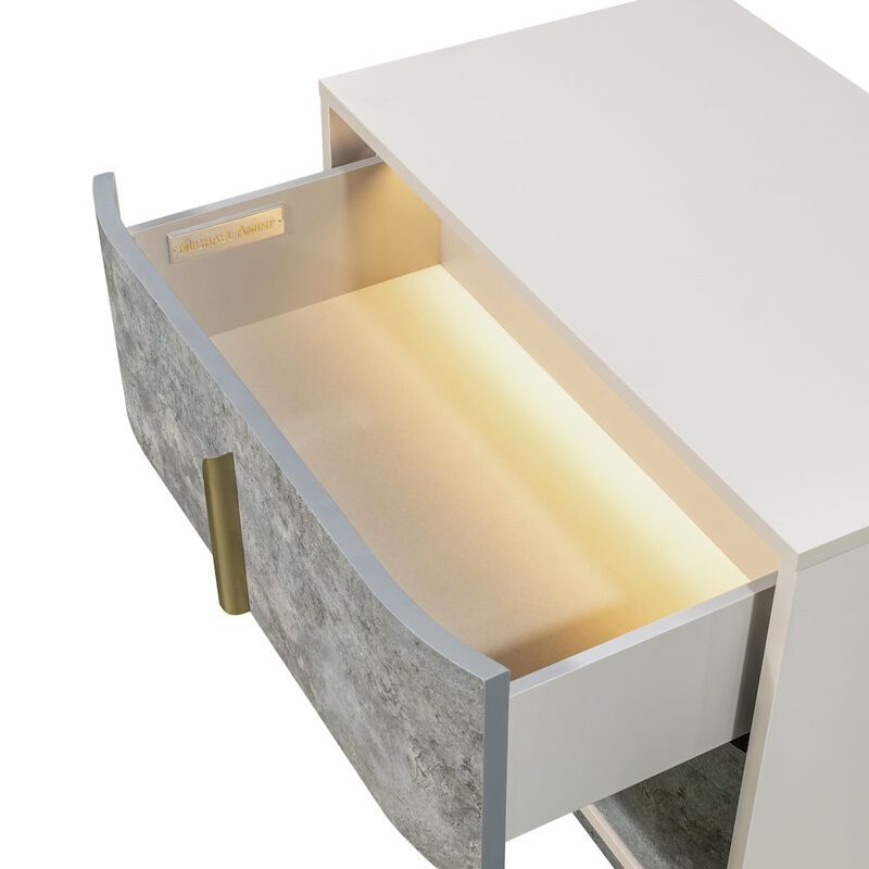 Michael Amini Pavira 2-Drawer Nightstand - Stone image number 6