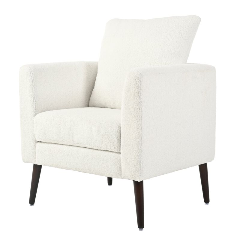 Mondawe Barrel Chair, Teddy Fabric Armchair Club Chair, Upholstered Accent Chair