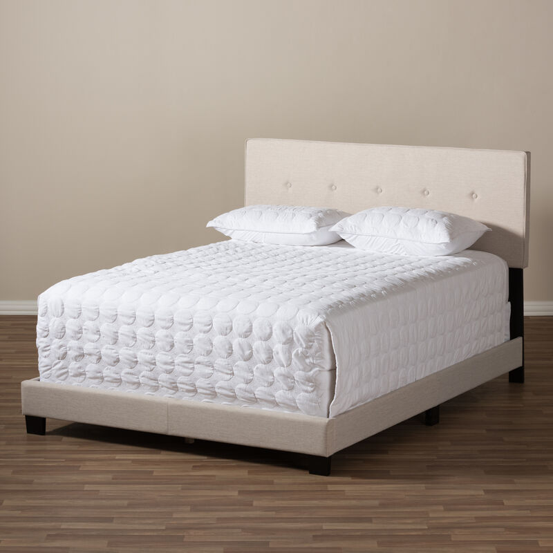 Baxton Studio Hampton Modern and Contemporary Light Beige Fabric Upholstered Queen Size Bed image number 7