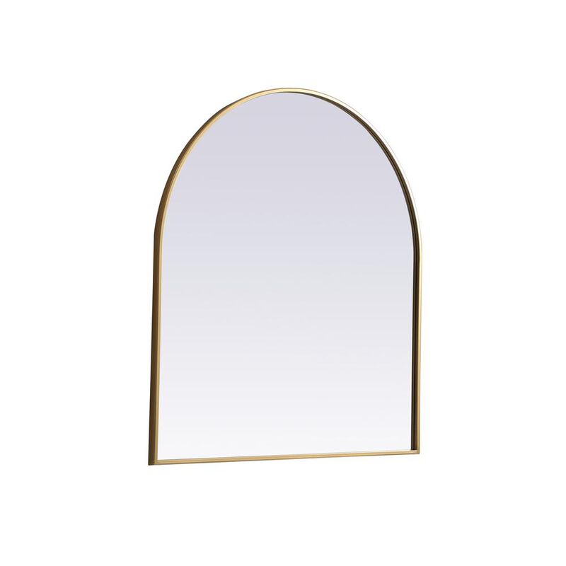 Elegant Decor Metal Frame Arch Mirror 33x36 Inch in Brass