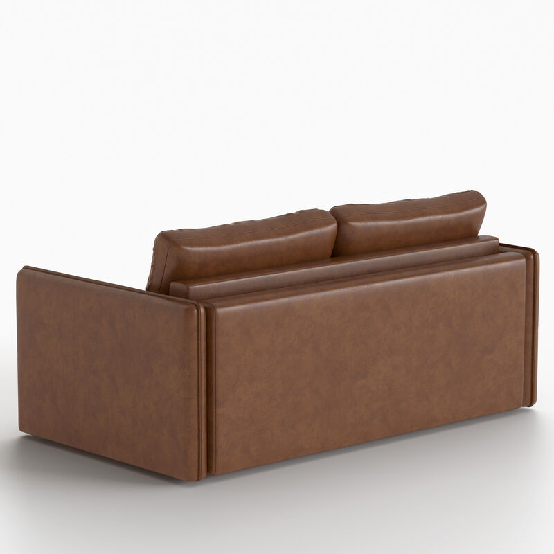 Faux Leather Pull-out Sofa Bed with Metal Frame & Mattress for Living Room & Guest Room 63", Brown image number 4
