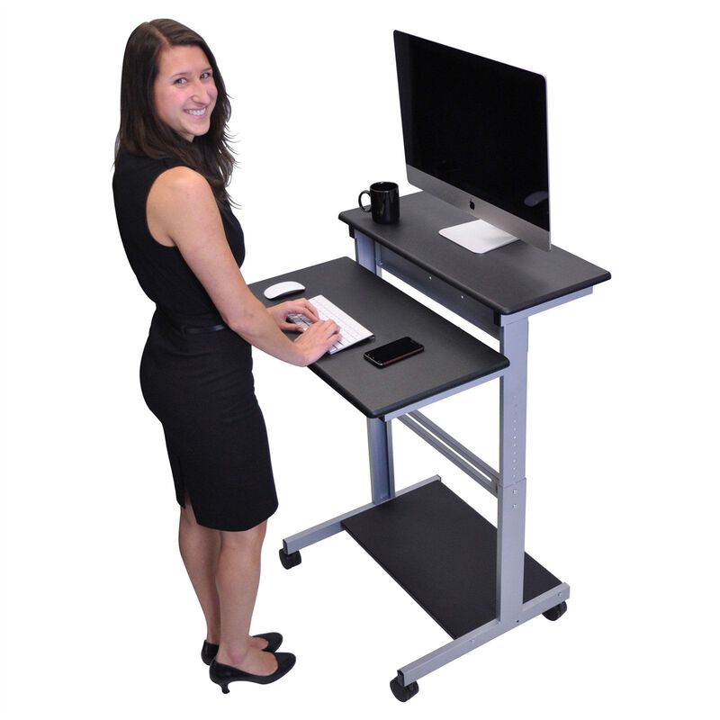 Hivvago Mobile 31.5-inch Stand Up Computer Desk in Black
