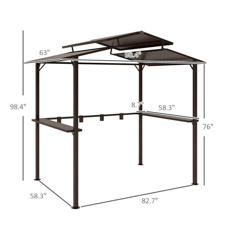 Hivvago Backyard Grill Gazebo 8x5 with Shelves image number 2