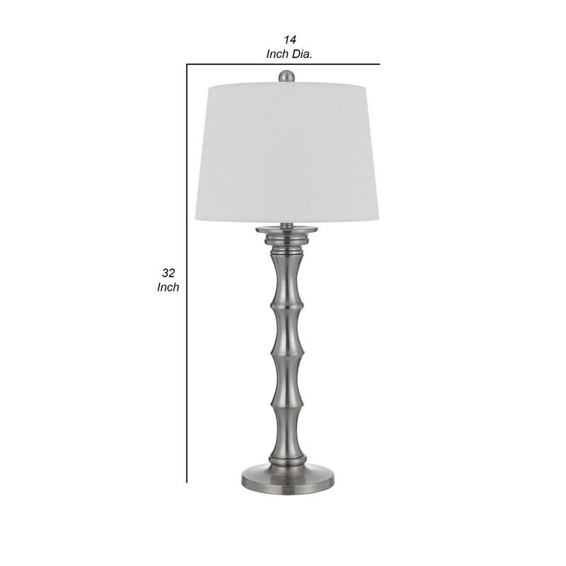 Noah 33 Inch Accent Table Lamp Set of 2, Turned Pedestal Base, Silver-Benzara image number 5