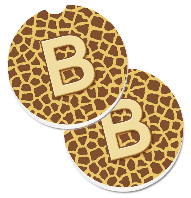 Caroline's Treasures Monogram Initial B Giraffe Set of 2 Cup Holder Car Coasters CJ1025-BCARC, 2.56, Multicolor