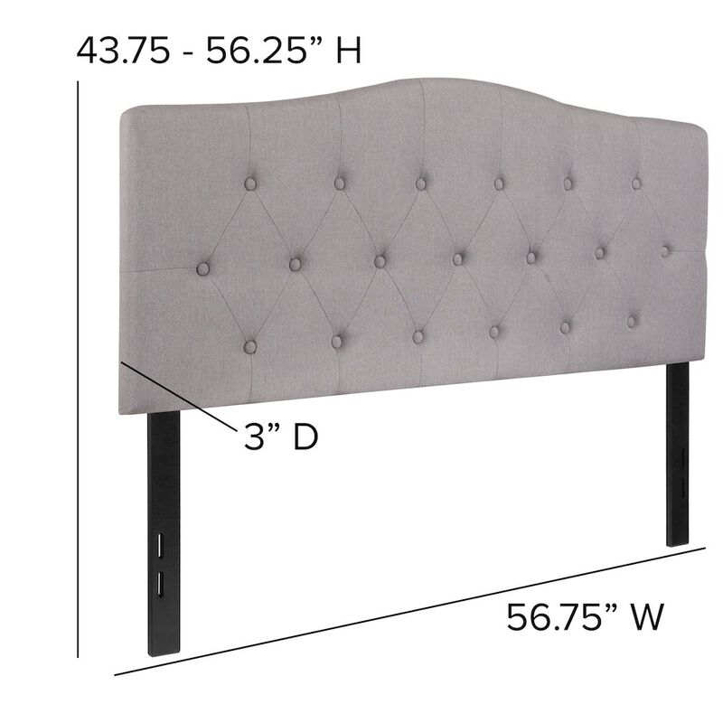 Flash Furniture Tufted Upholstered Full Size Headboard in Light Gray Fabric image number 3