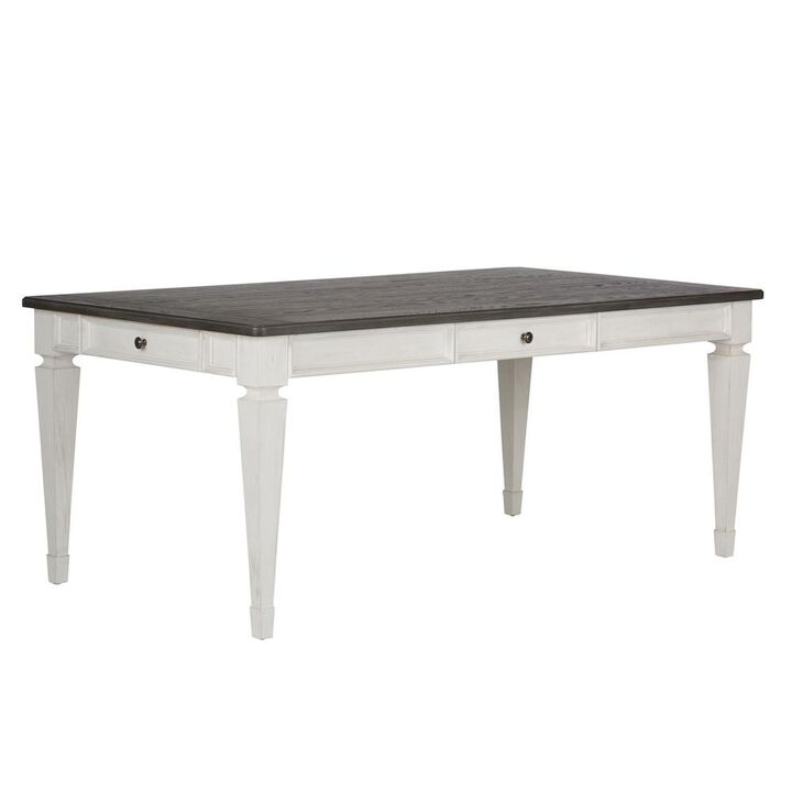 Liberty Furniture Allyson Park Rectangular Leg Table in Wirebrushed White w/ Charcoal Top