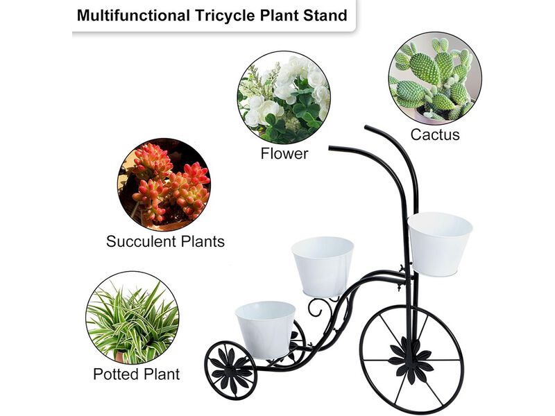 Metal Tricycle Planter, 3 Tier Floral Flower Plant Stand image number 4