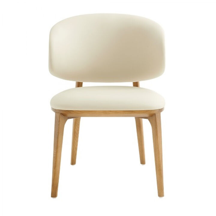 HomeRoots Cream And Brown Upholstered Fabric Wing Back Dining Side Chair
